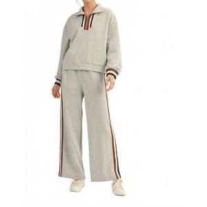 NEW AAPPARELLA zip collar pullover & wide-leg pants in gray